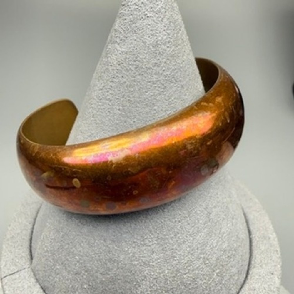 Vintage Copper Cuff Bracelet Stamped Cobre 1970s Chunky Boho 5.75"